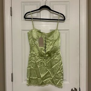Meshki Light Green Satin Mini Dress
